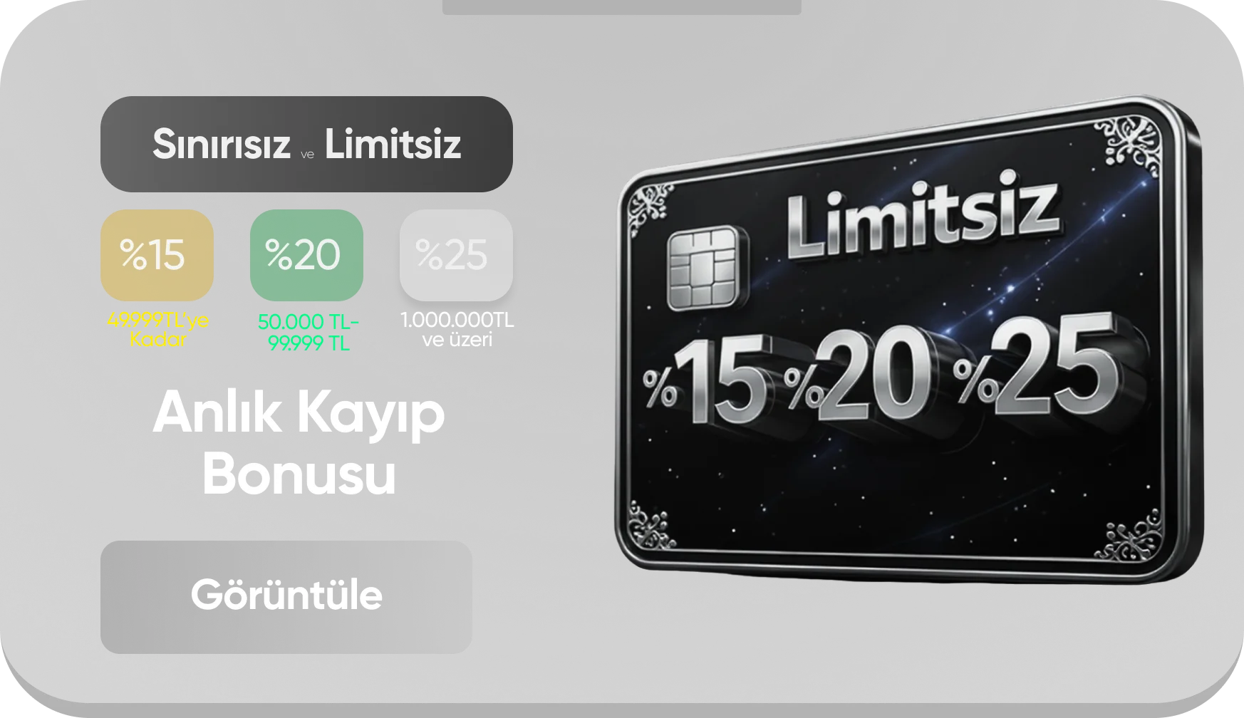 Anlık %25'e varan Kayıp Bonusu